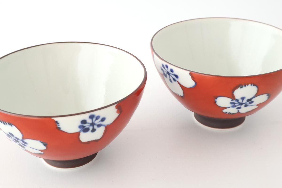 Rice Bowl Plum Pattern Red Small｜Hasami Ware