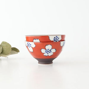 Rice Bowl Plum Pattern Red Small｜Hasami Ware
