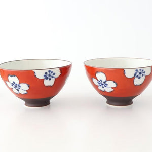Rice Bowl Plum Pattern Red Small｜Hasami Ware