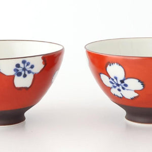Rice Bowl Plum Pattern Red Small｜Hasami Ware