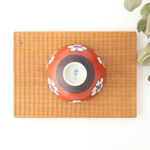 Rice Bowl Plum Pattern Red Small｜Hasami Ware