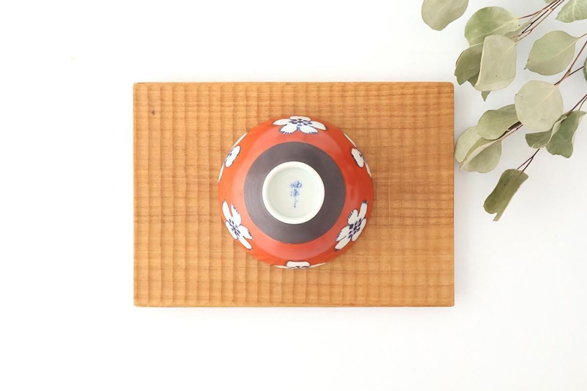 Rice Bowl Plum Pattern Red Small｜Hasami Ware