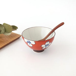 Rice Bowl Plum Pattern Red Small｜Hasami Ware