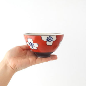 Rice Bowl Plum Pattern Red Small｜Hasami Ware