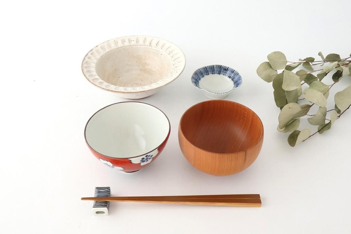 Rice Bowl Plum Pattern Red Small｜Hasami Ware