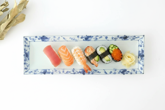 Rectangle Plate Peony Arabesque｜Sushi Plate Arita Ware