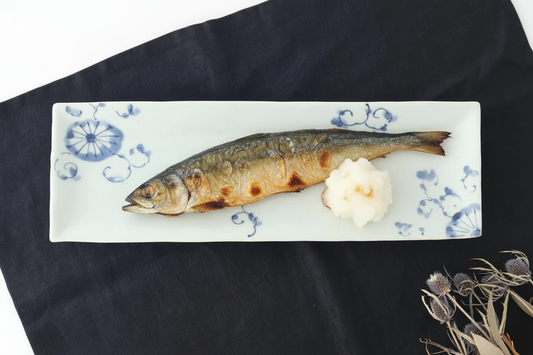 Rectangle Plate Blue Chrysanthemum｜Sushi Plate Arita Ware