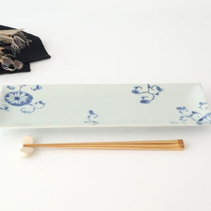 Rectangle Plate Blue Chrysanthemum｜Sushi Plate Arita Ware