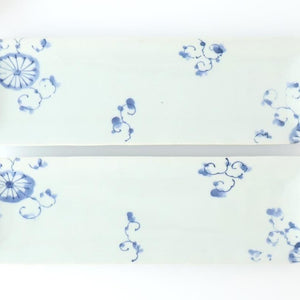 Rectangle Plate Blue Chrysanthemum｜Sushi Plate Arita Ware