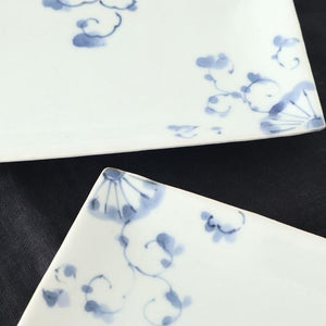Rectangle Plate Blue Chrysanthemum｜Sushi Plate Arita Ware