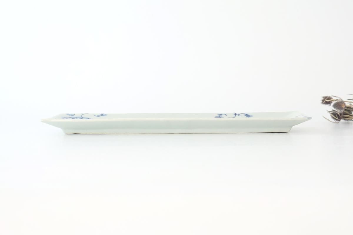 Rectangle Plate Blue Chrysanthemum｜Sushi Plate Arita Ware