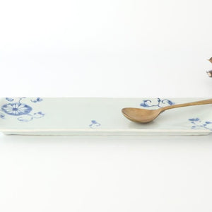 Rectangle Plate Blue Chrysanthemum｜Sushi Plate Arita Ware
