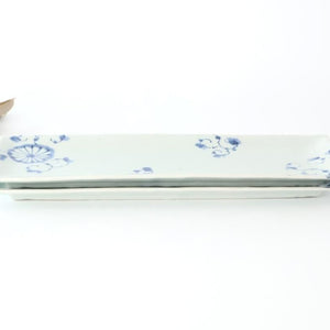 Rectangle Plate Blue Chrysanthemum｜Sushi Plate Arita Ware