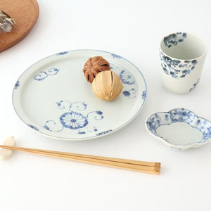 Round Flat Plate Blue Chrysanthemum 21㎝/8.3in | Arita Ware