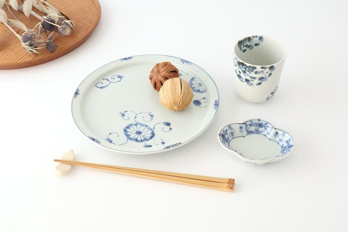 Round Flat Plate Blue Chrysanthemum 21㎝/8.3in | Arita Ware