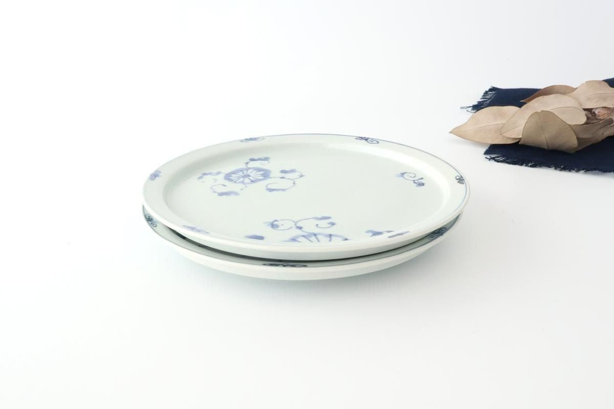 Round Flat Plate Blue Chrysanthemum 21㎝/8.3in | Arita Ware