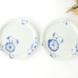 Round Flat Plate Blue Chrysanthemum 14.5㎝/5.7in | Arita Ware