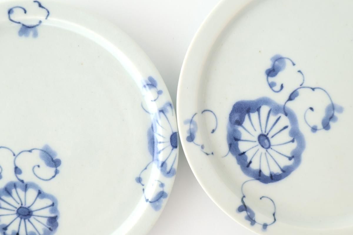 Round Flat Plate Blue Chrysanthemum 14.5㎝/5.7in | Arita Ware