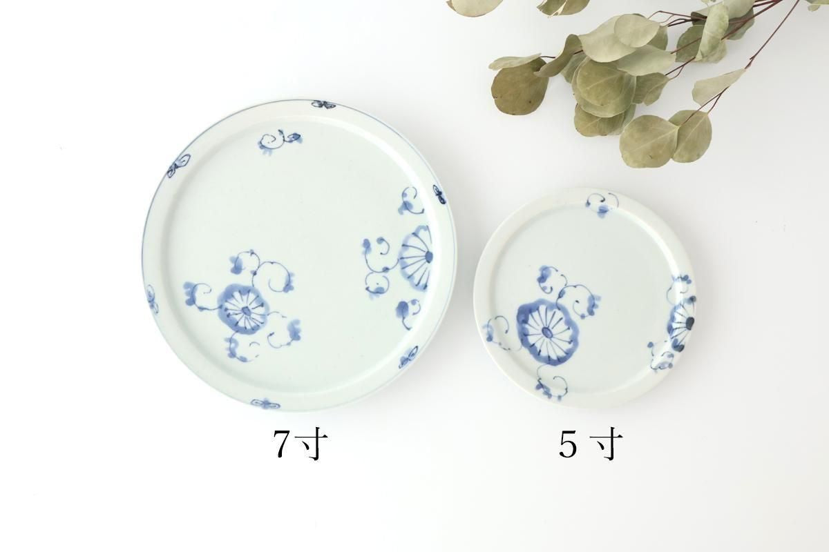 Round Flat Plate Blue Chrysanthemum 14.5㎝/5.7in | Arita Ware