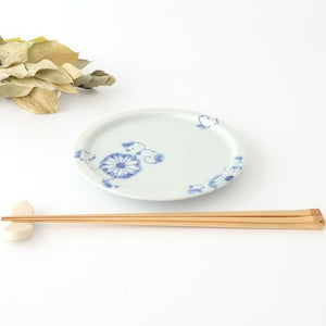Round Flat Plate Blue Chrysanthemum 14.5㎝/5.7in | Arita Ware