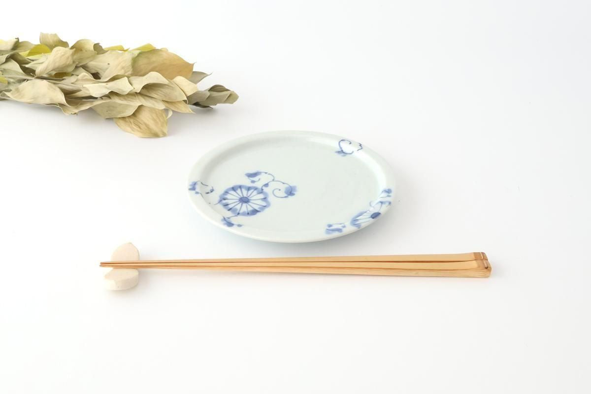 Round Flat Plate Blue Chrysanthemum 14.5㎝/5.7in | Arita Ware