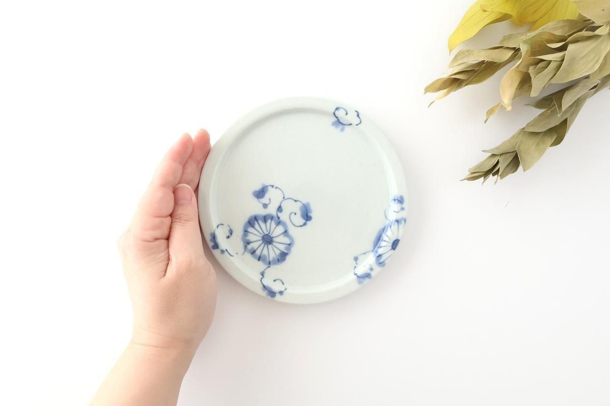Round Flat Plate Blue Chrysanthemum 14.5㎝/5.7in | Arita Ware