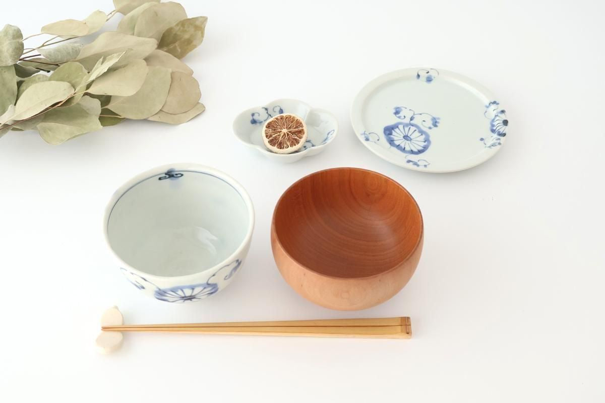 Round Flat Plate Blue Chrysanthemum 14.5㎝/5.7in | Arita Ware