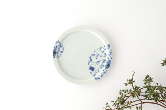 Round Flat Plate Blue Chrysanthemum Arabesque 14.5㎝/5.7in | Arita Ware