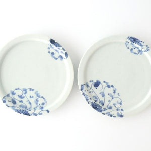 Round Flat Plate Blue Chrysanthemum Arabesque 14.5㎝/5.7in | Arita Ware