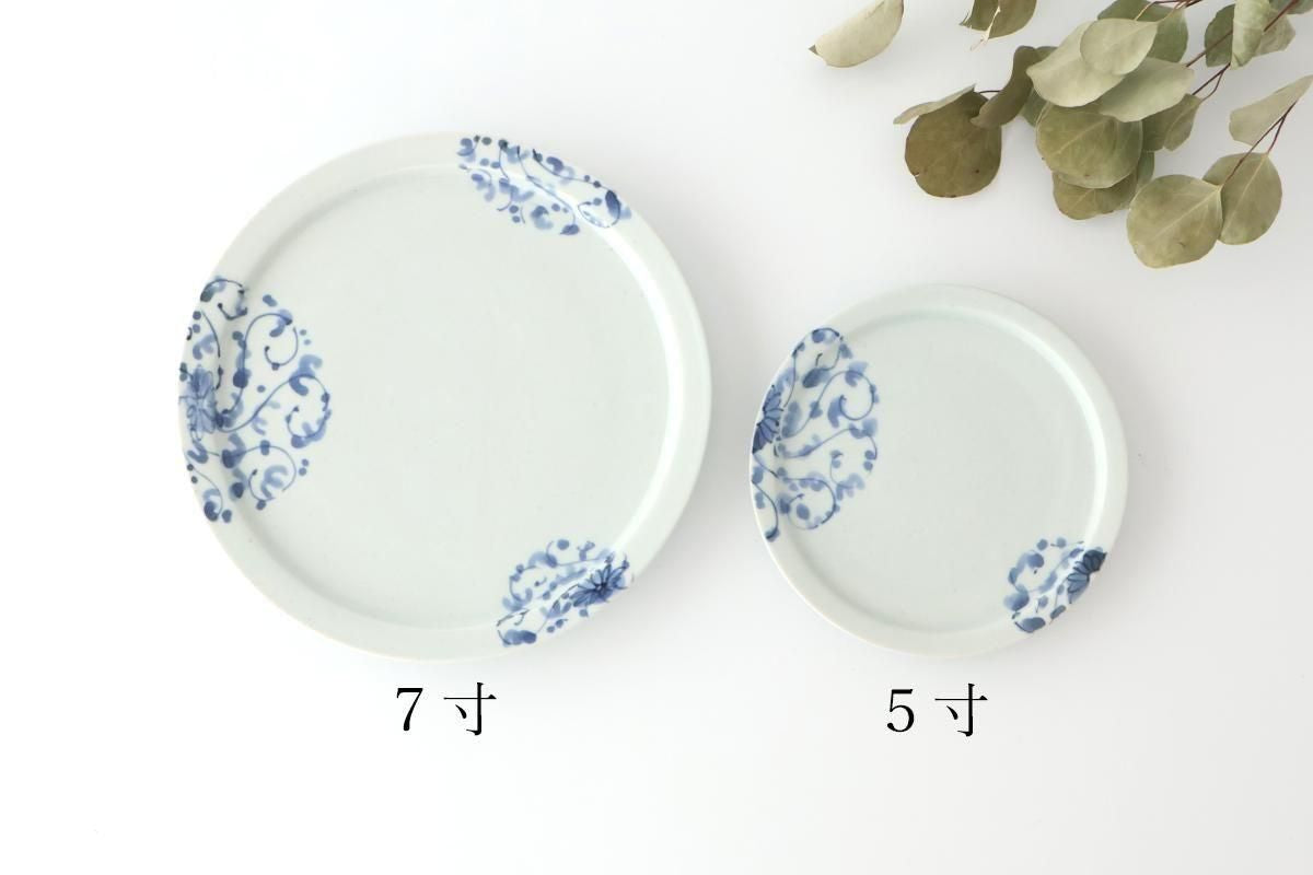 Round Flat Plate Blue Chrysanthemum Arabesque 14.5㎝/5.7in | Arita Ware