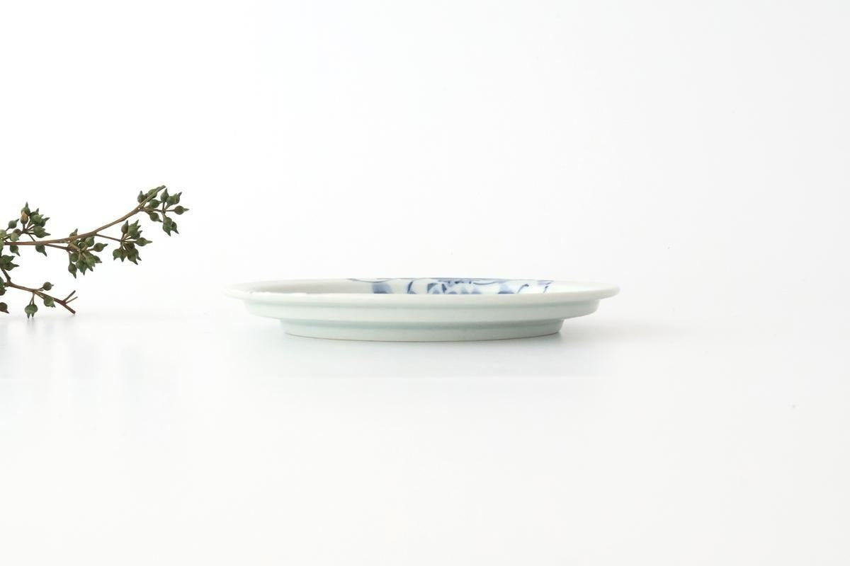 Round Flat Plate Blue Chrysanthemum Arabesque 14.5㎝/5.7in | Arita Ware