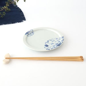 Round Flat Plate Blue Chrysanthemum Arabesque 14.5㎝/5.7in | Arita Ware