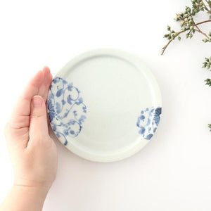 Round Flat Plate Blue Chrysanthemum Arabesque 14.5㎝/5.7in | Arita Ware