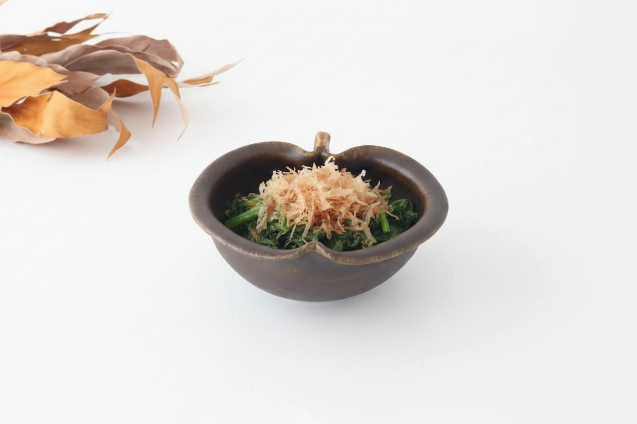 Furutani Seitosho Apple-shaped Bowl Dark Brown 15㎝/6in