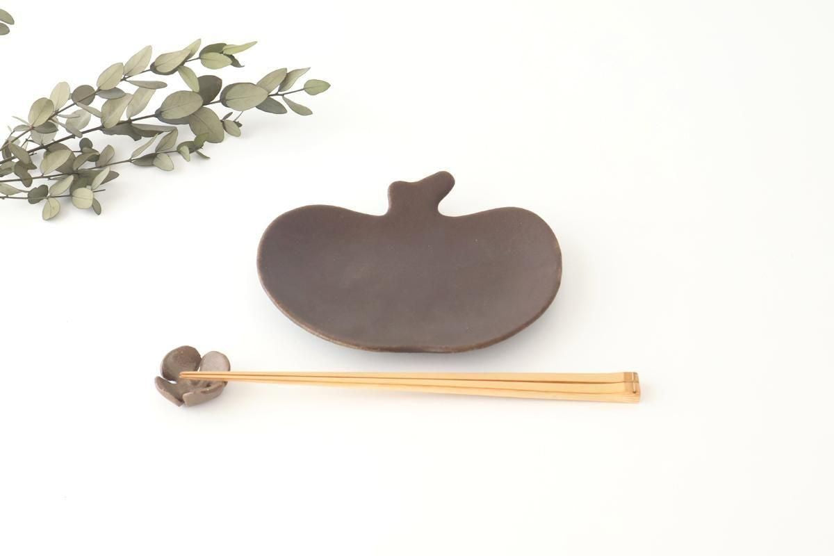 Furutani Seitosho Apple-shaped Plate Dark Brown L