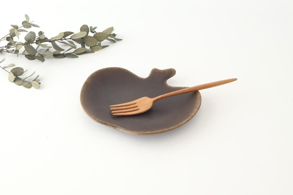 Furutani Seitosho Apple-shaped Plate Dark Brown L