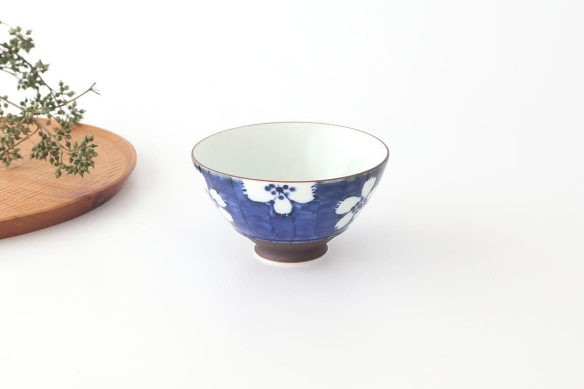 Rice Bowl Plum Pattern Blue Large｜Hasami Ware
