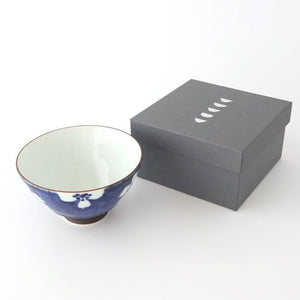 Rice Bowl Plum Pattern Blue Large｜Hasami Ware