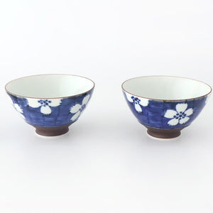 Rice Bowl Plum Pattern Blue Large｜Hasami Ware