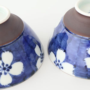 Rice Bowl Plum Pattern Blue Large｜Hasami Ware