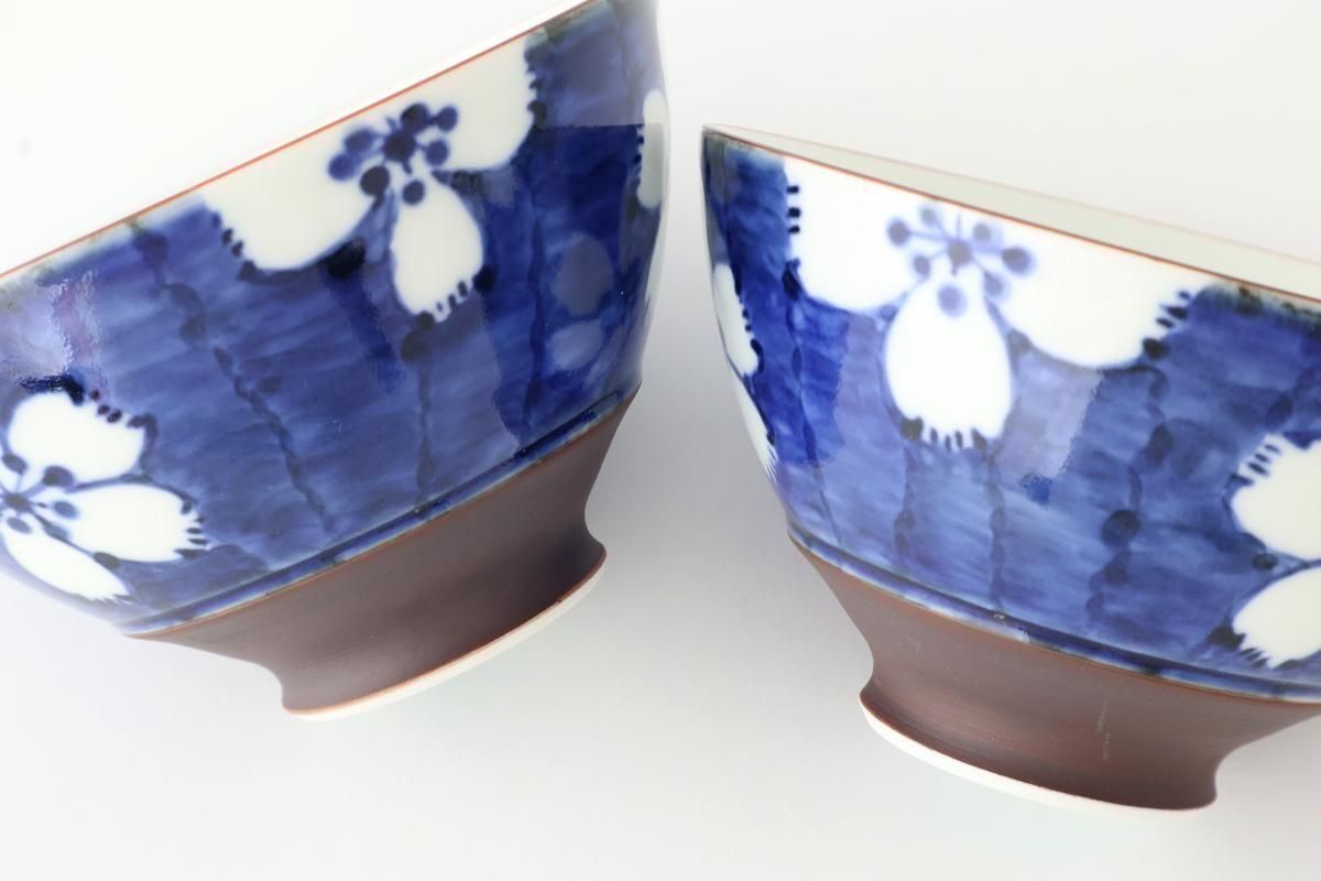 Rice Bowl Plum Pattern Blue Large｜Hasami Ware
