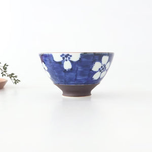 Rice Bowl Plum Pattern Blue Large｜Hasami Ware