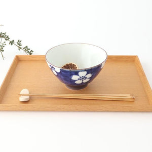 Rice Bowl Plum Pattern Blue Large｜Hasami Ware