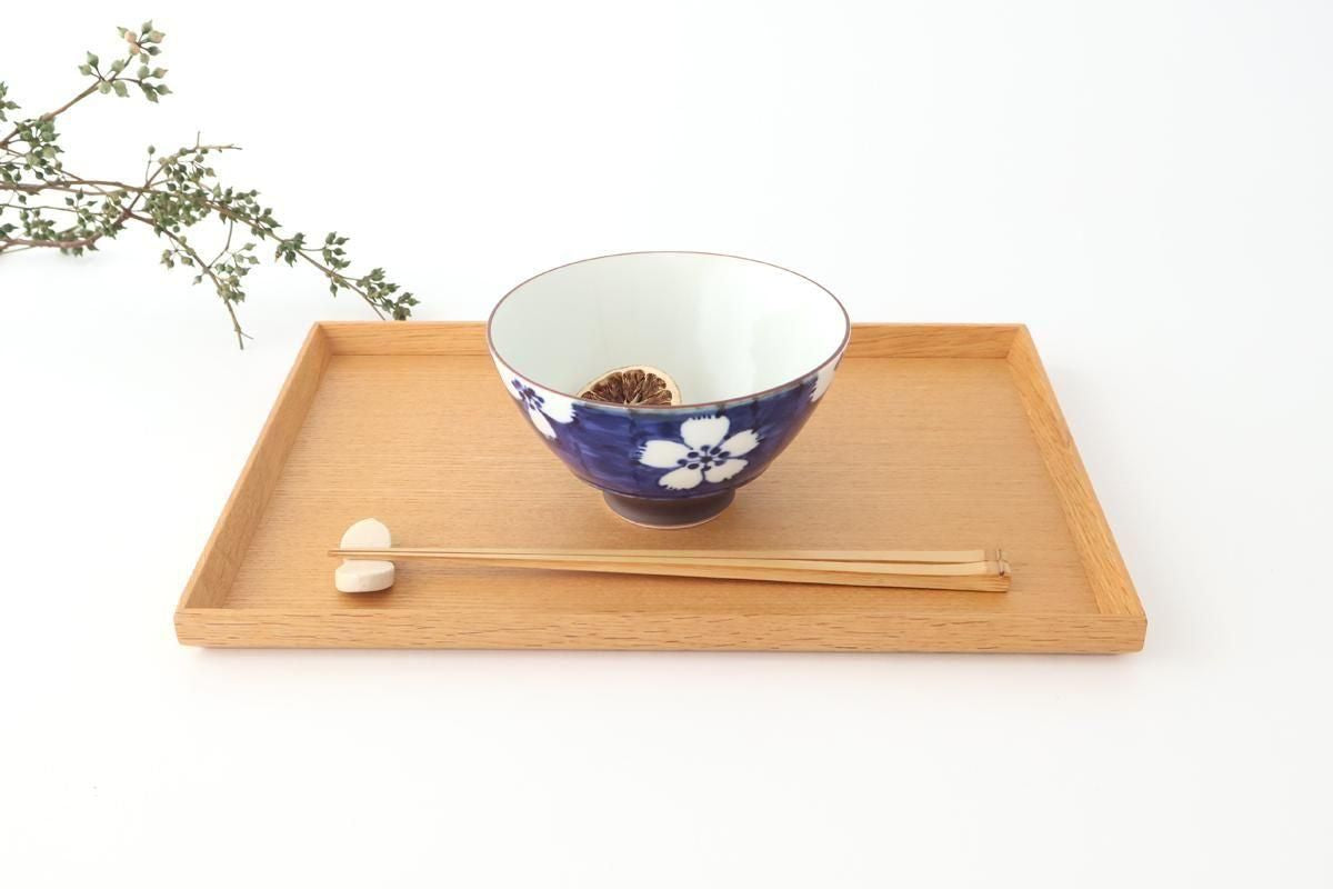 Rice Bowl Plum Pattern Blue Large｜Hasami Ware