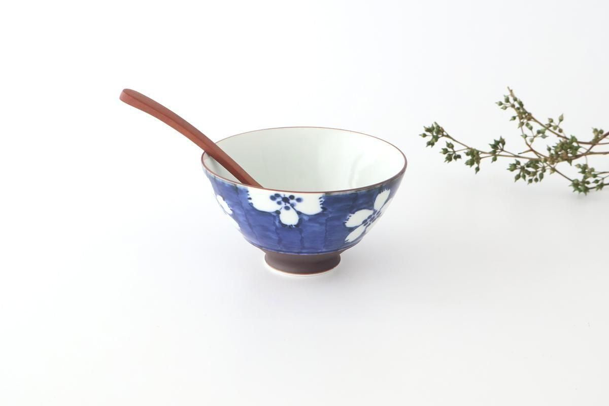Rice Bowl Plum Pattern Blue Large｜Hasami Ware