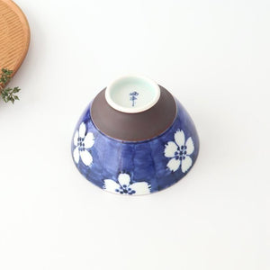 Rice Bowl Plum Pattern Blue Large｜Hasami Ware