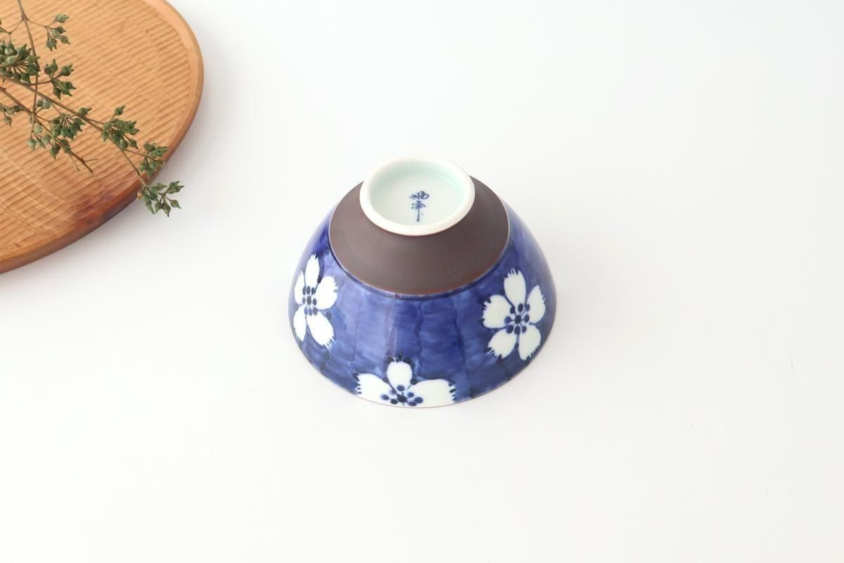 Rice Bowl Plum Pattern Blue Large｜Hasami Ware