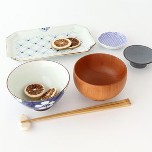 Rice Bowl Plum Pattern Blue Large｜Hasami Ware