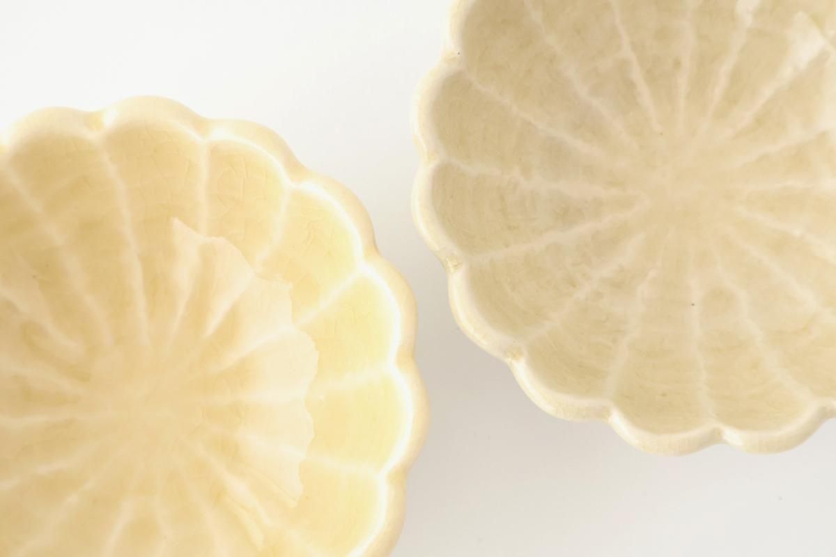 Chrysanthemum-shaped Bowl Yellow 11㎝/4.3in | Seto Ware