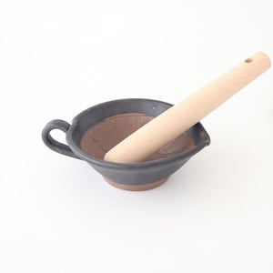 Mortar Sesame Sauce Bowl Black 12cm/4.7in | Mino Ware